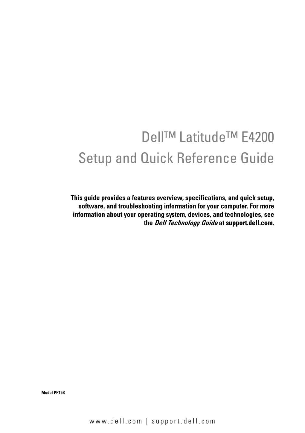Latitude E4200 Setup and Quick Reference Guide