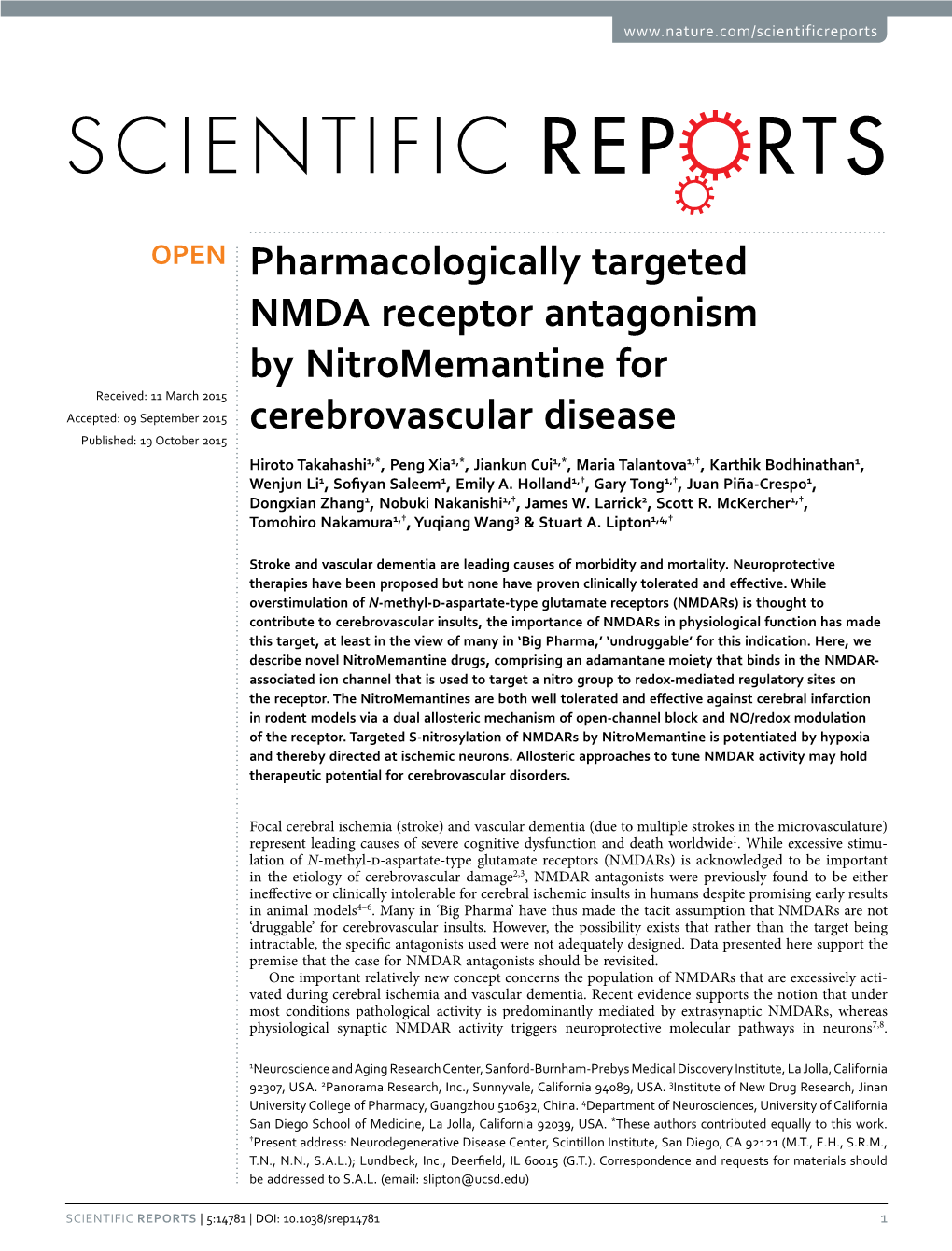 Pharmacologically Targeted NMDA Receptor