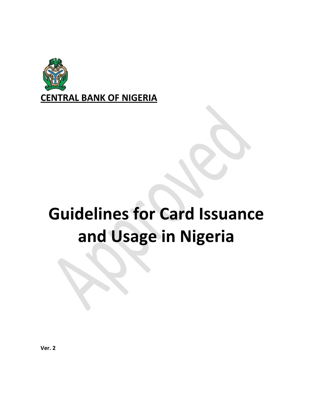 Guidelines for Card Issuance and Usage in Nigeria