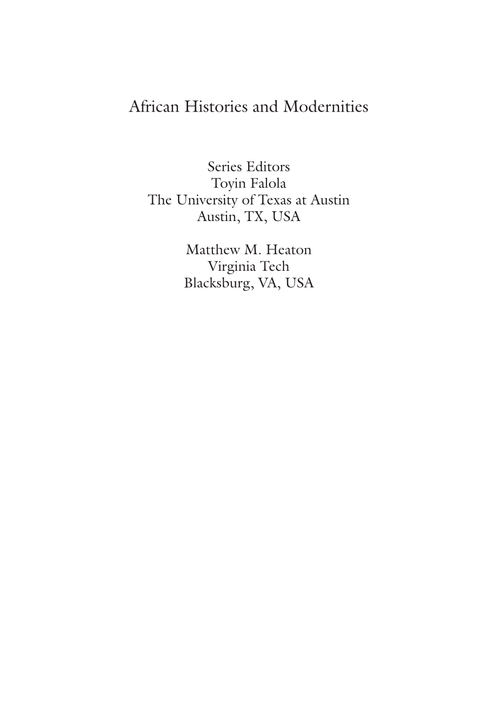 African Histories and Modernities