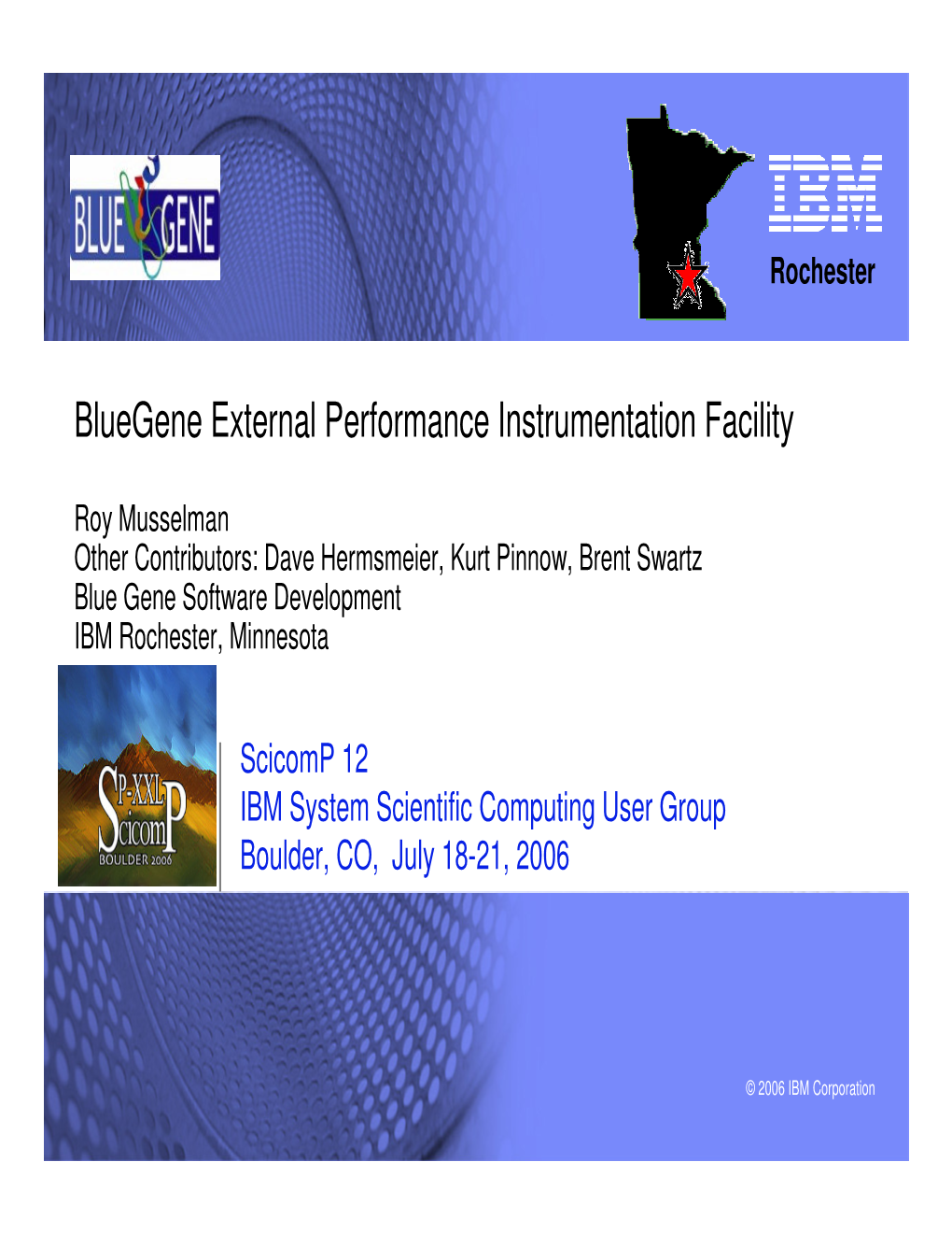 Bluegene External Performance Instrumentation Facility