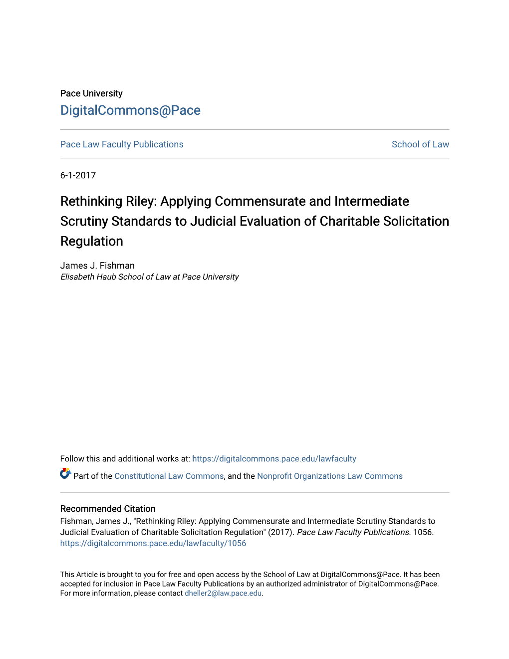 Rethinking Riley: Applying Commensurate and Intermediate Scrutiny Standards to Judicial Evaluation of Charitable Solicitation Regulation