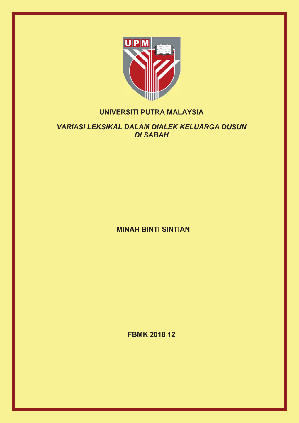 Variasi Leksikal Dalam Dialek Keluarga Dusun Di Sabah