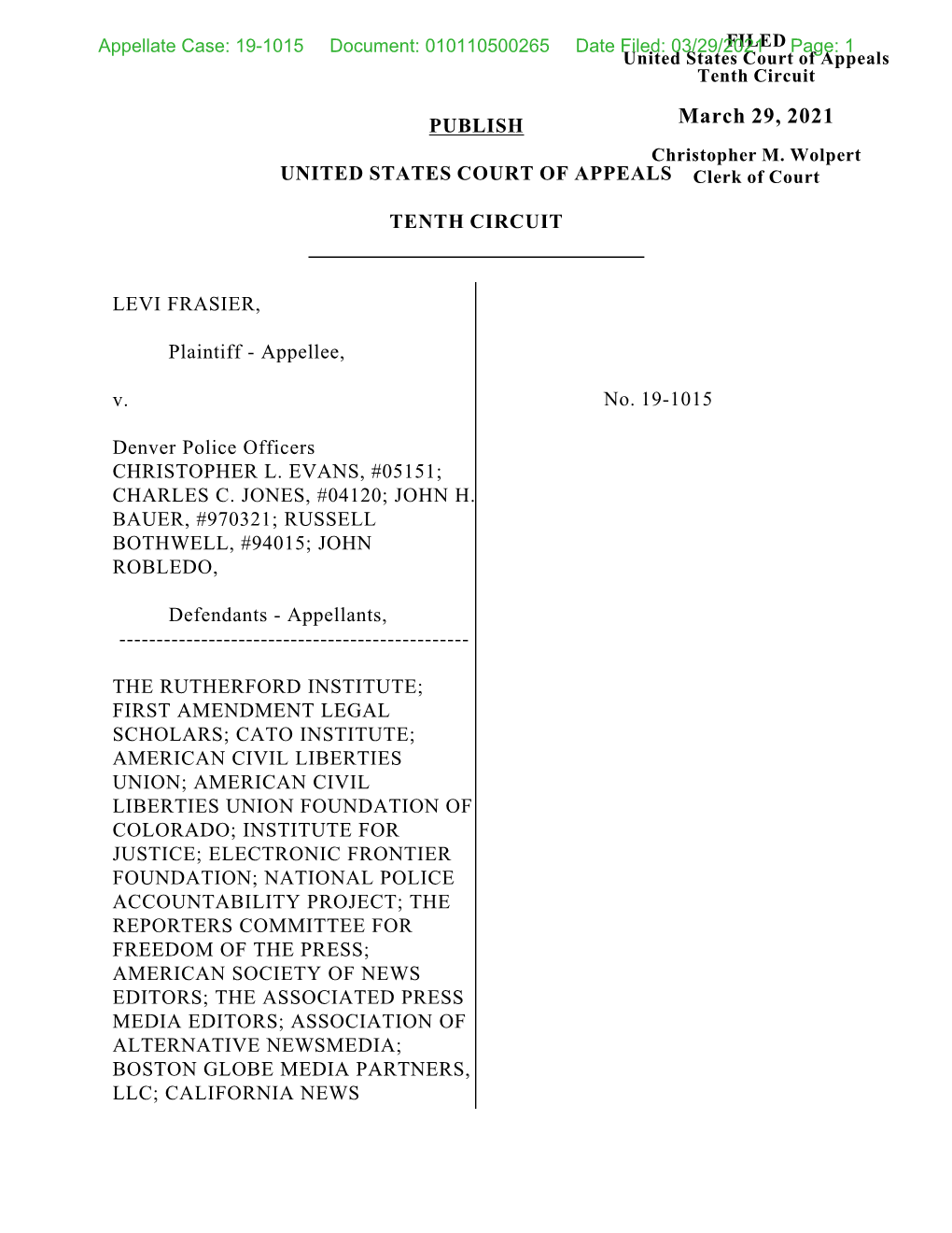 FILED United States Court of Appeals Tenth Circuit