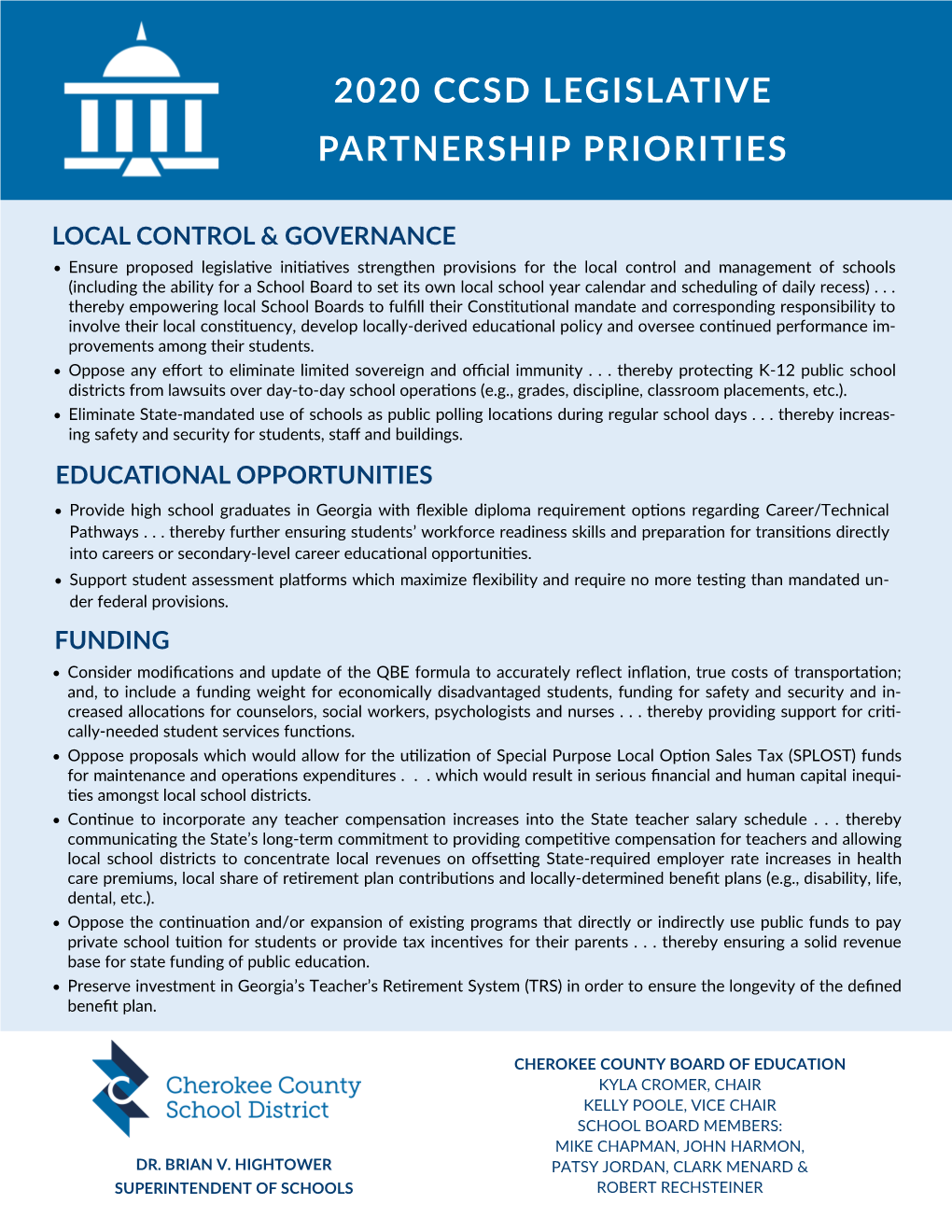 CCSD 2020 Legislative Partnership Priorities