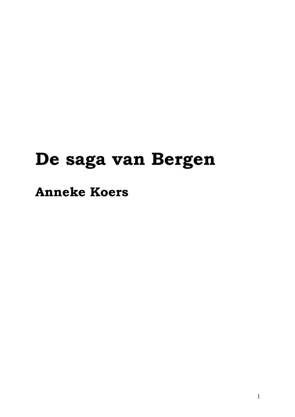 De Saga Van Bergen