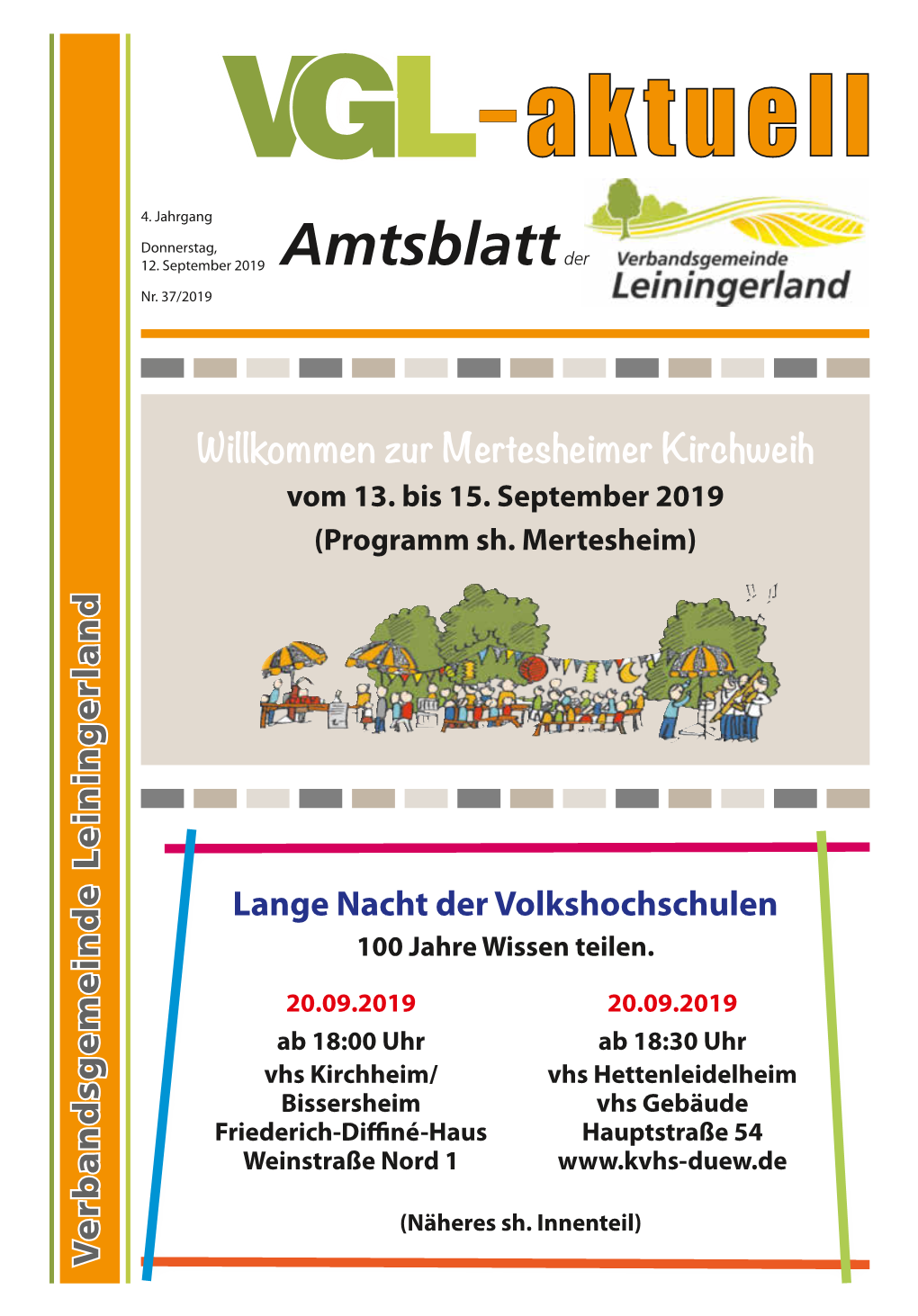 Verbandsgemeinde Leiningerland Verbandsgemeinde Ausgabe 37/2019 - 2 - 12