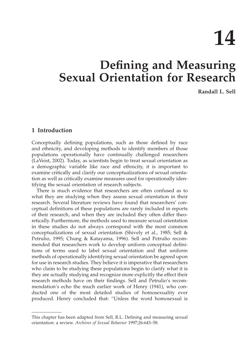 Defining and Measuring Sexual Orientation for Research