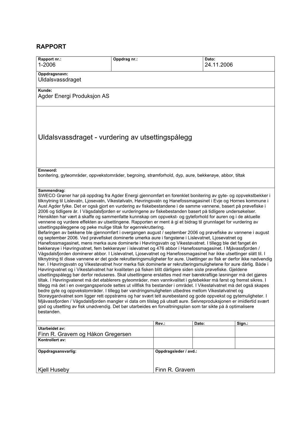 Uldalsvassdraget Rapport 24112006