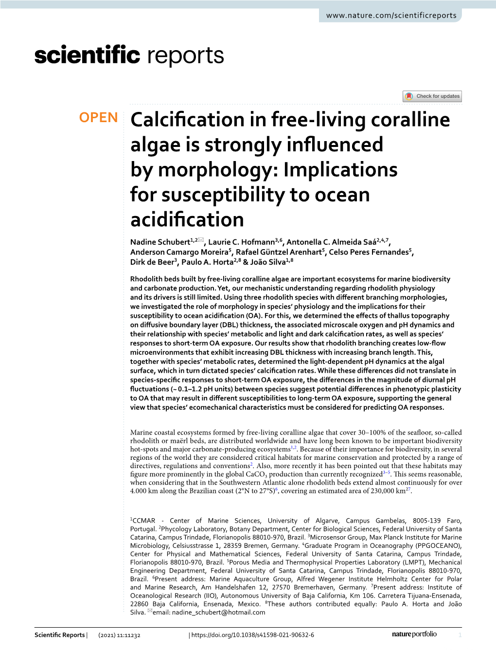 Calcification in Free-Living Coralline Algae Is Strongly