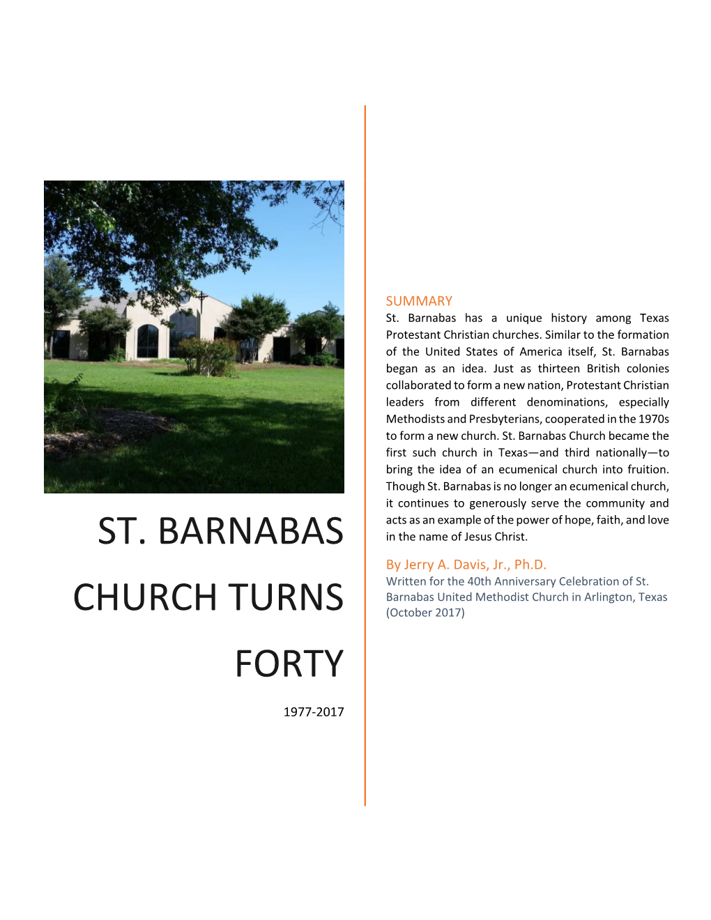 ST. Barnabas Church Turns Forty