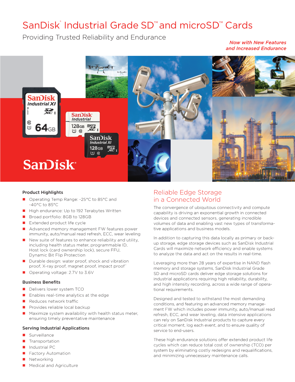 Sandisk® Industrial Grade SD™ and Microsd™ Cards Providing Trusted Reliability and Endurance Now with New Features and Increased Endurance