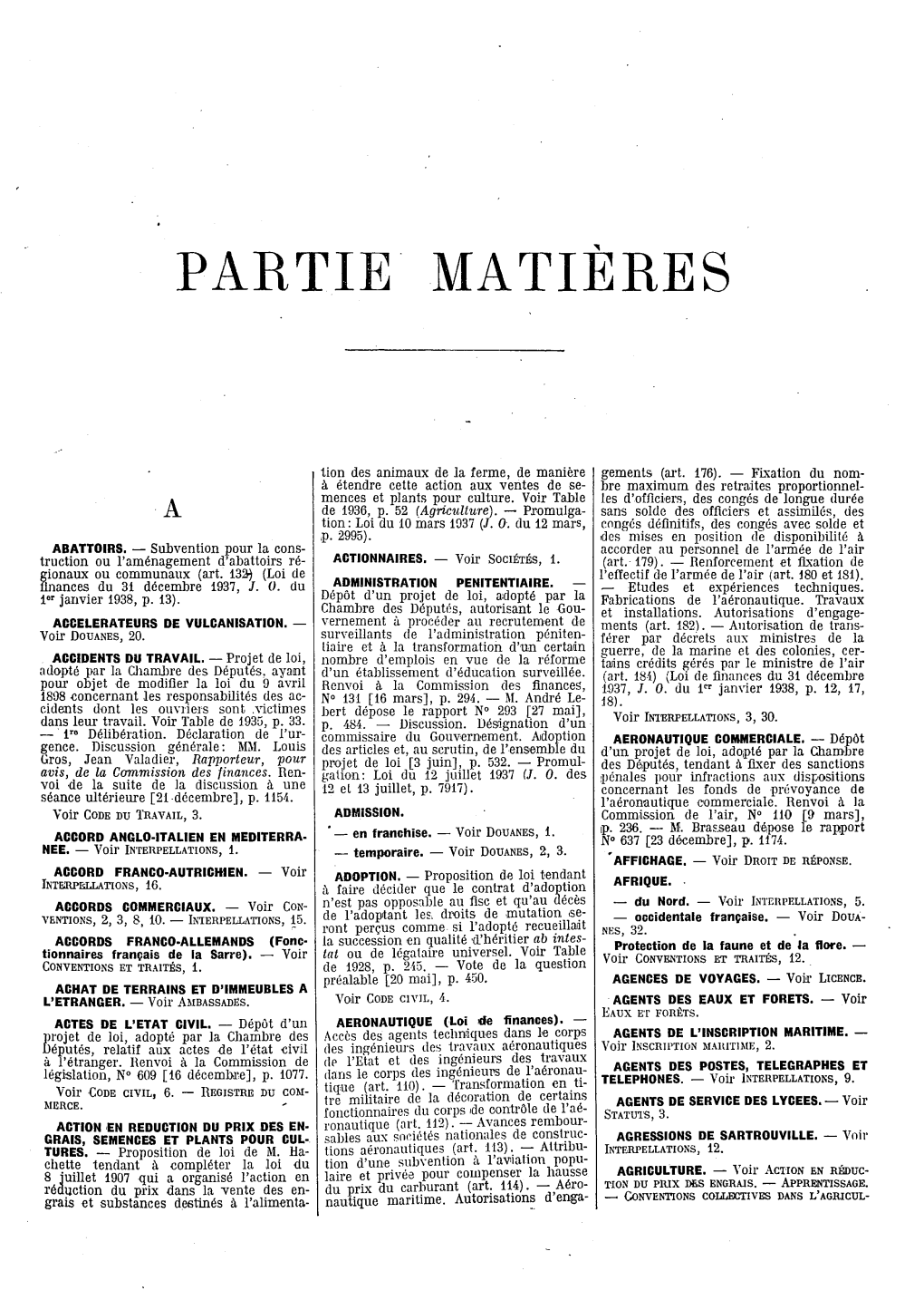 Partie Matières