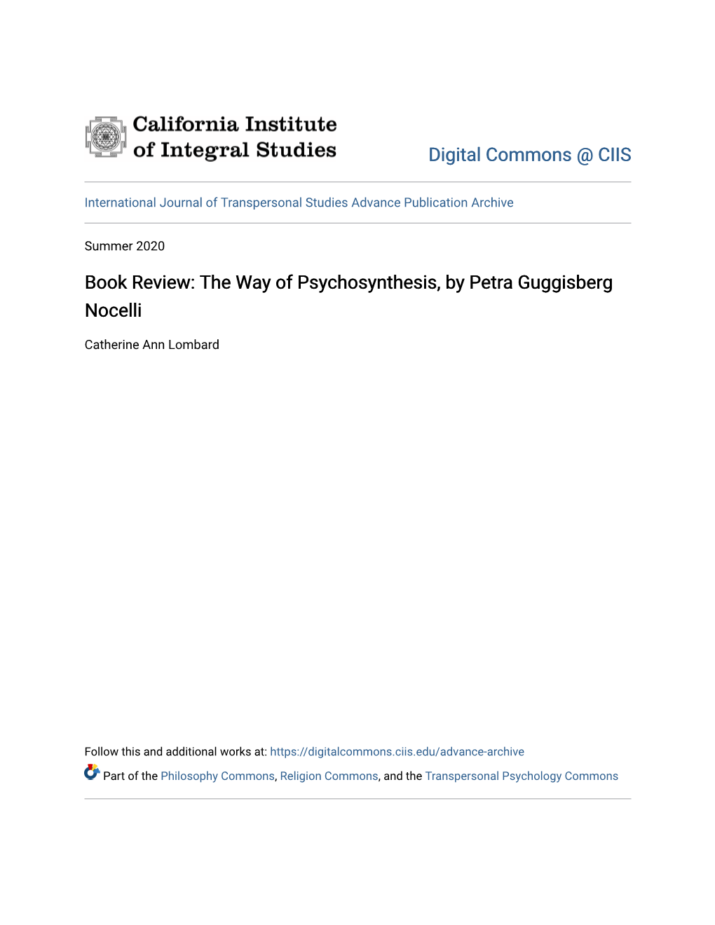 The Way of Psychosynthesis, by Petra Guggisberg Nocelli