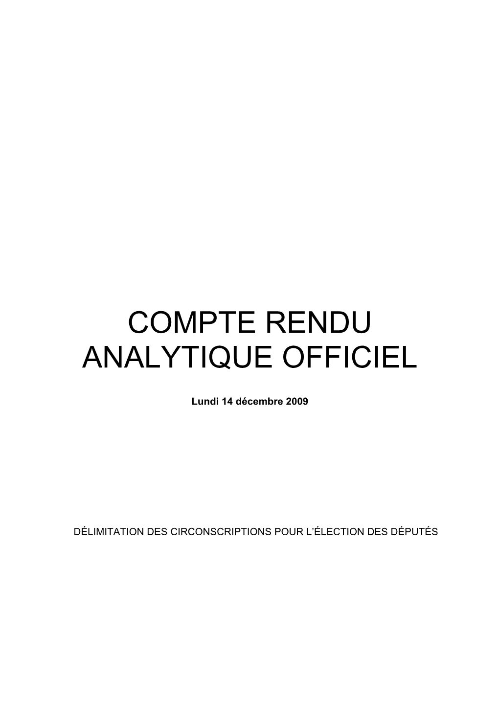 Compte Rendu Analytique Officiel