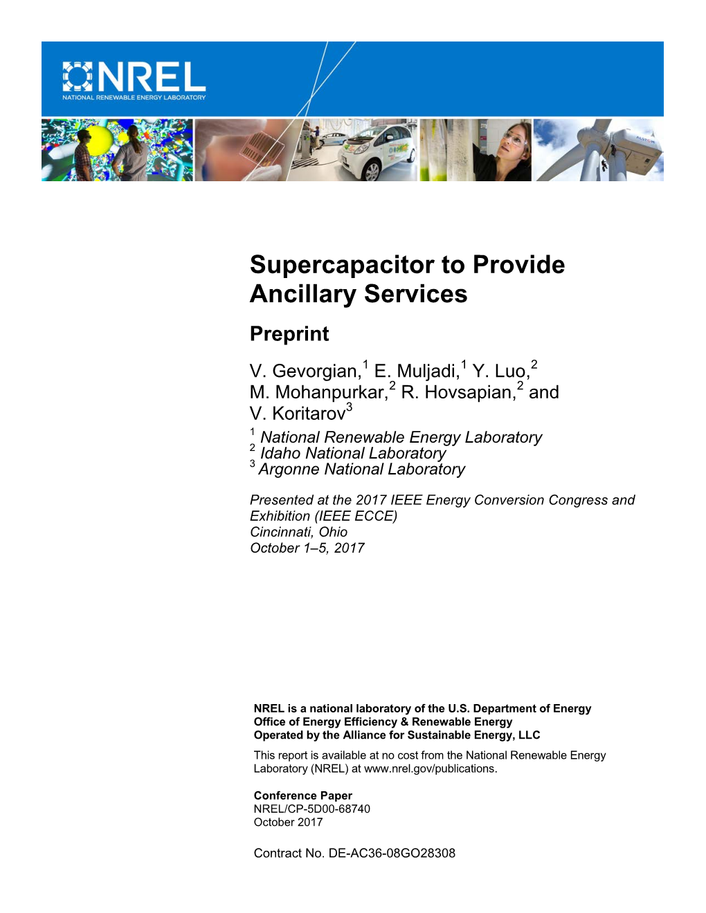 Supercapacitor to Provide Ancillary Services: Preprint