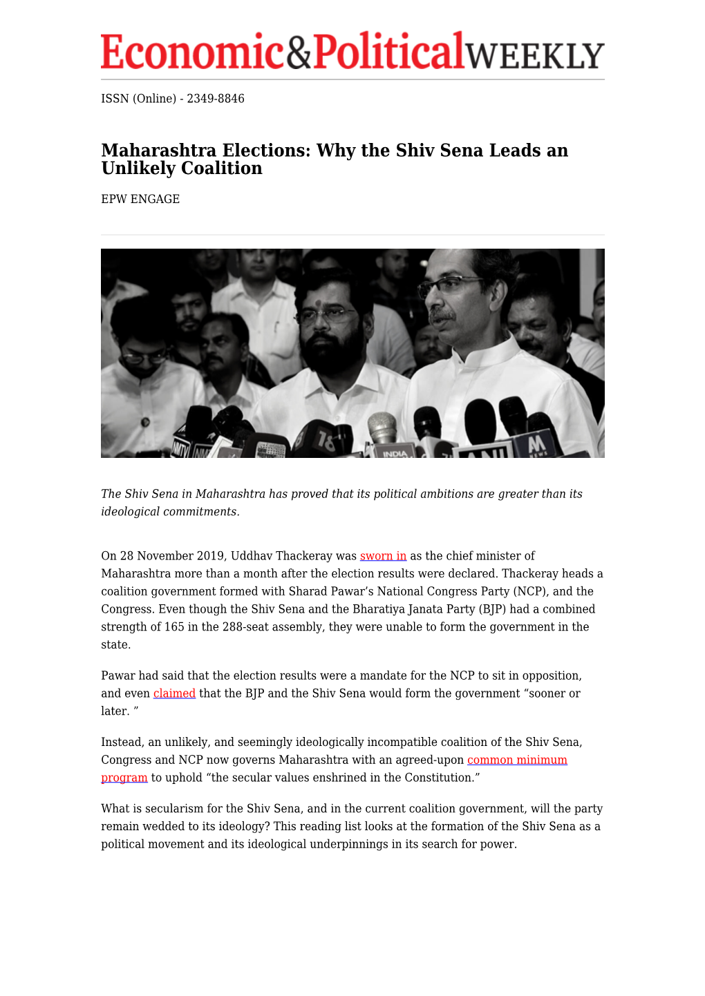Maharashtra Elections: Why the Shiv Sena Leads an Unlikely Coalition