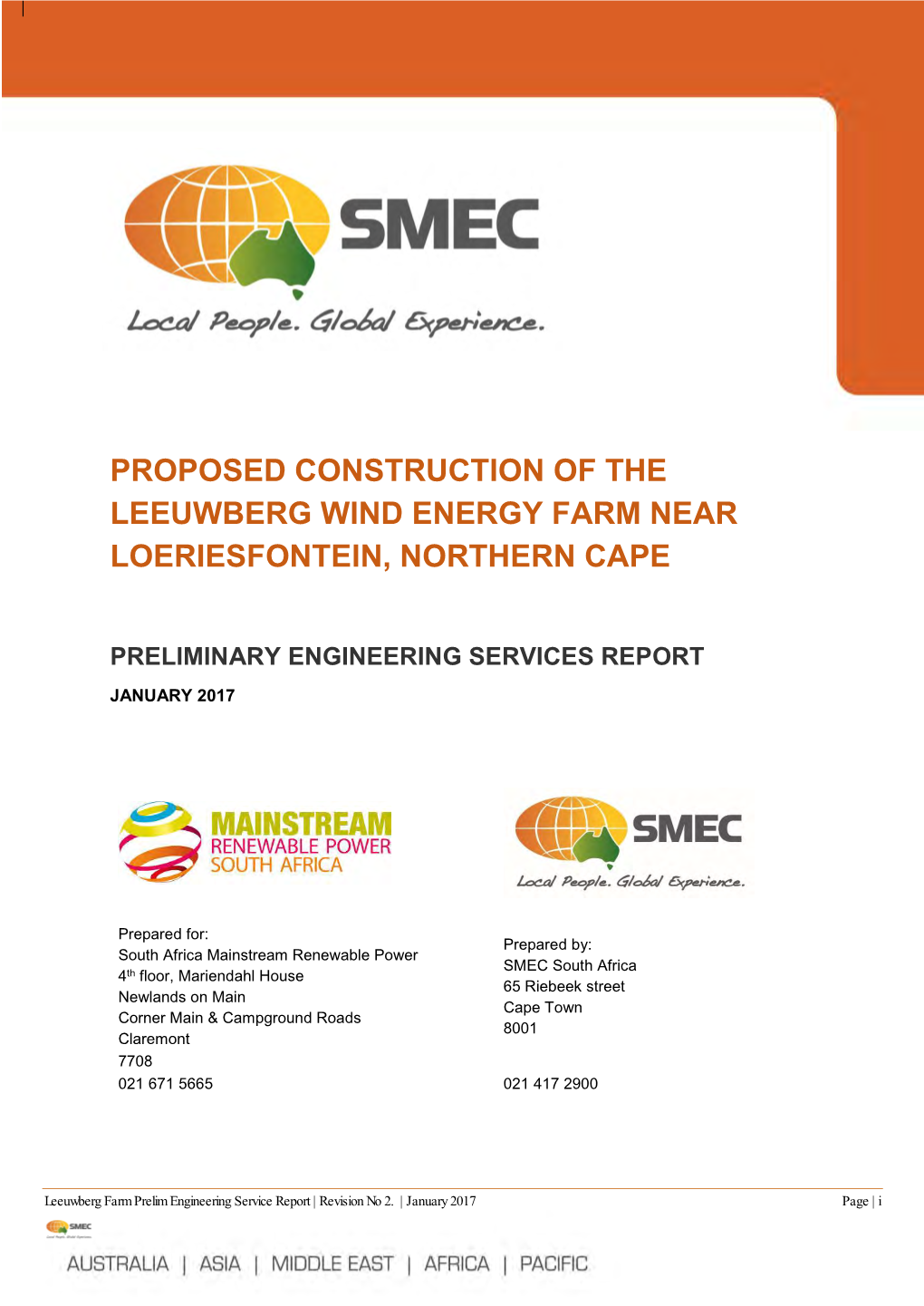 Proposed Construction of the Leeuwberg Wind Energy Farm Near Loeriesfontein, Northern Cape
