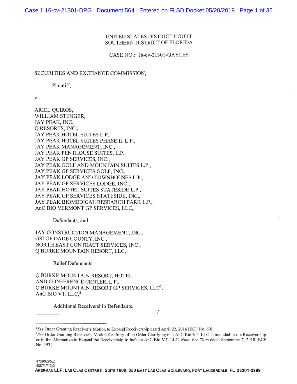 Case 1:16-Cv-21301-DPG Document 564 Entered on FLSD Docket 05/20/2019 Page 1 of 35