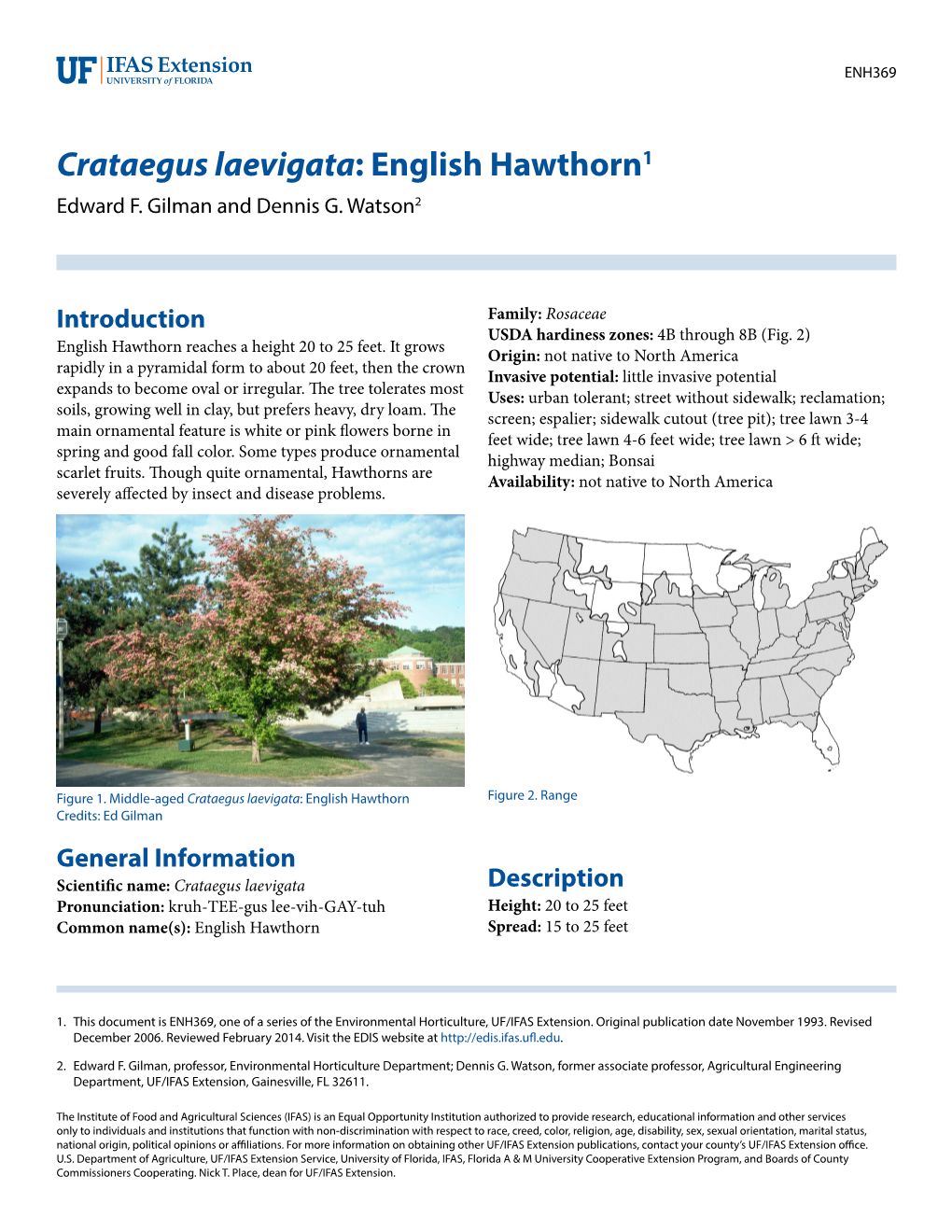 Crataegus Laevigata: English Hawthorn1 Edward F