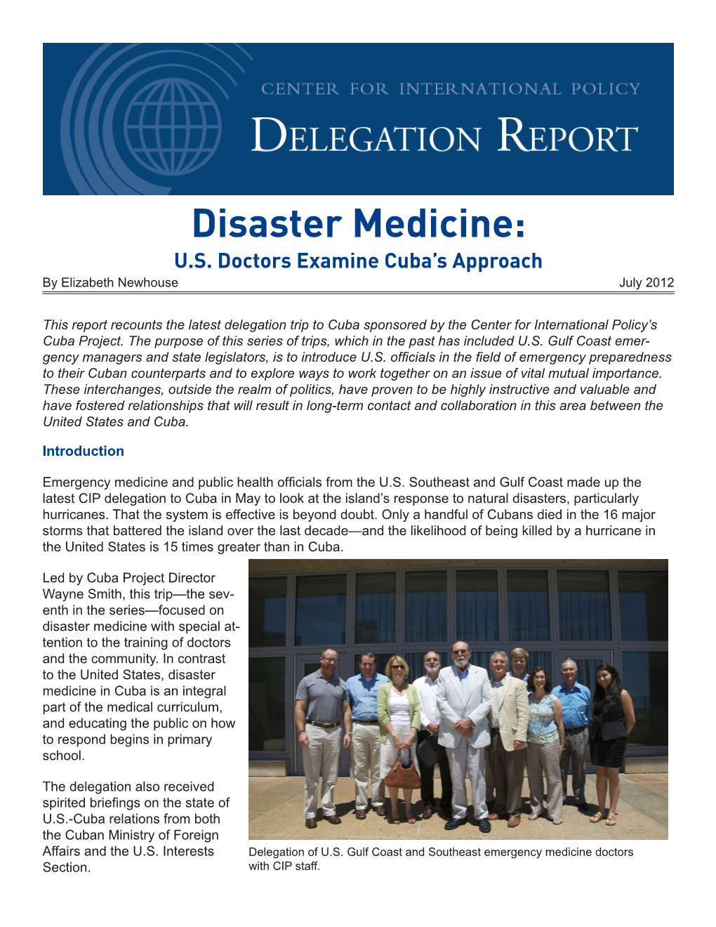 Disaster Medicine: U.S
