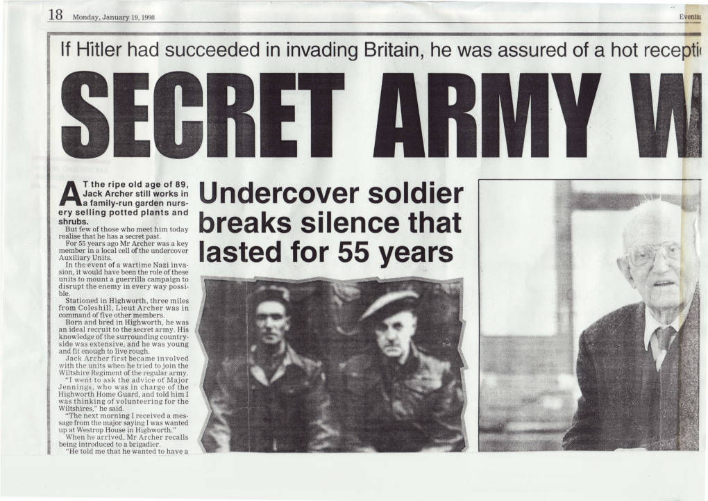Undercover Soldier Breaks Silence That Lasted for 55 Years