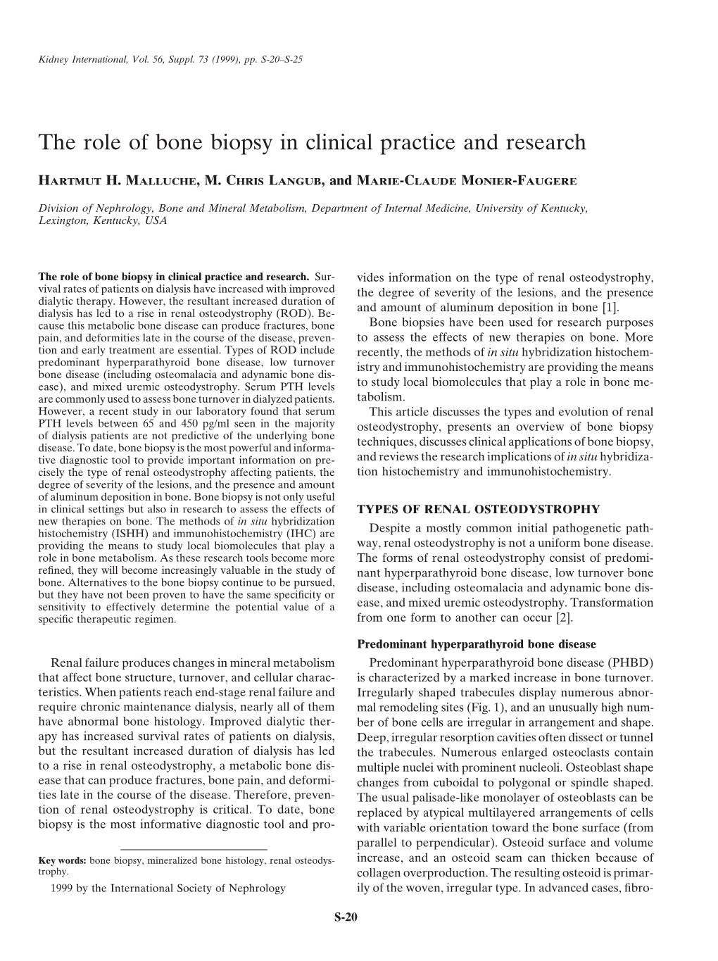 The Role of Bone Biopsy in Clinical Practice and Research