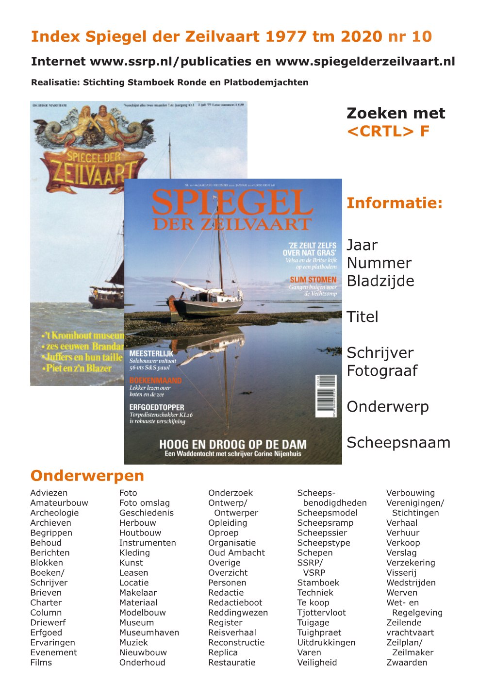 Index Spiegel Der Zeilvaart 1977 Tm 2020 Nr 10 Internet En