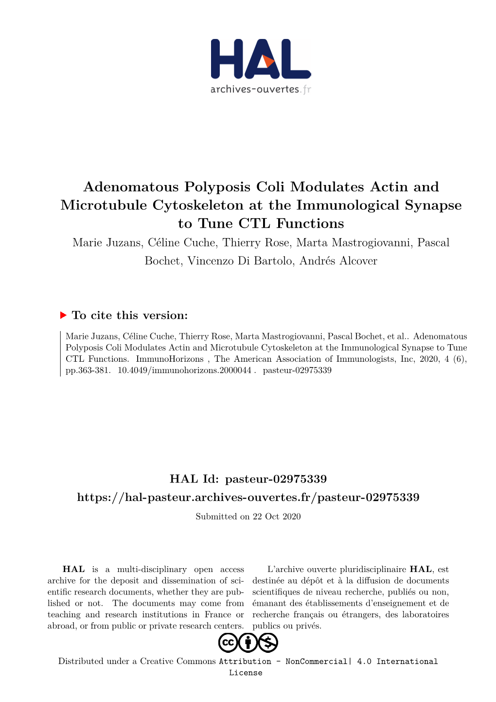 Adenomatous Polyposis Coli Modulates Actin and Microtubule