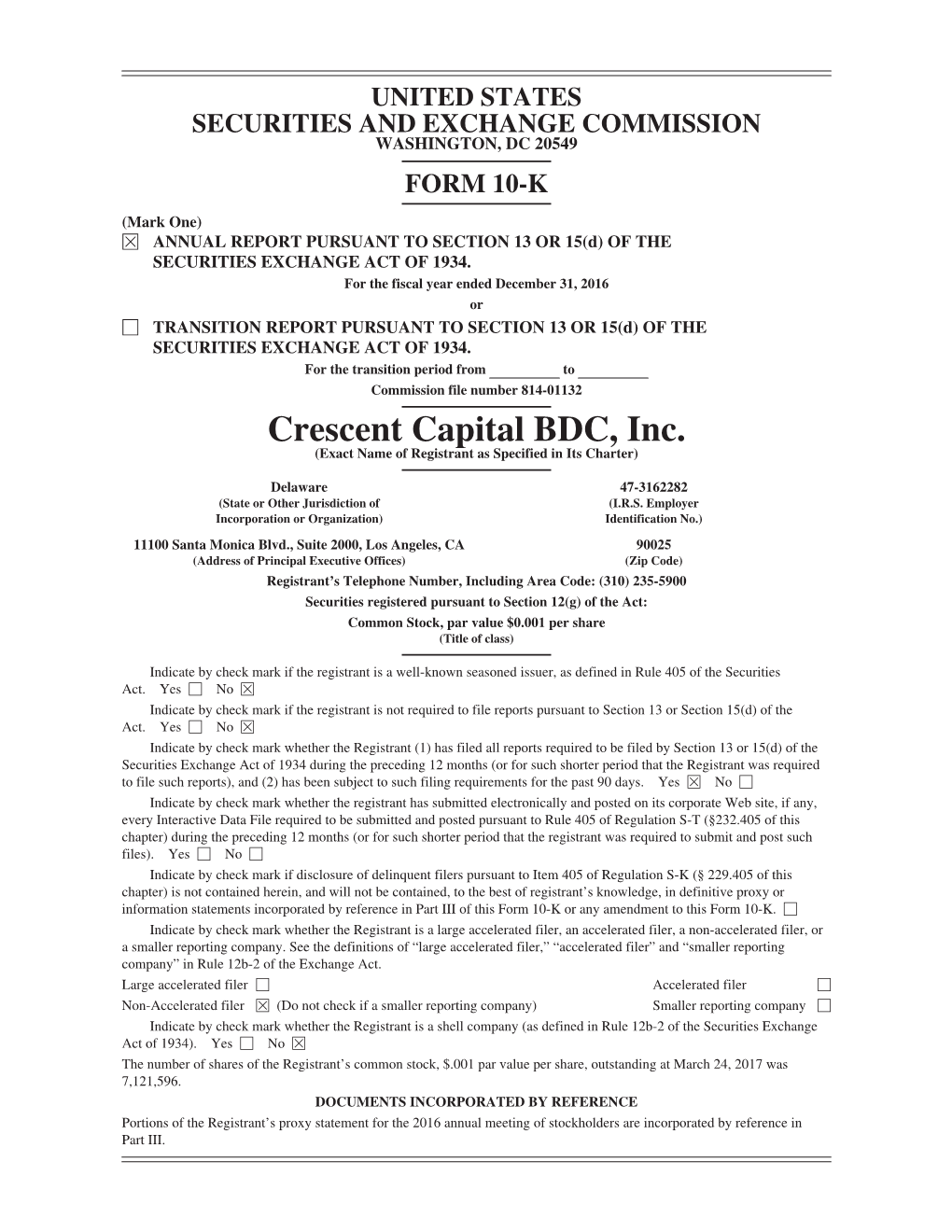 Crescent Capital BDC, Inc. (Exact Name of Registrant As Specified in Its Charter)