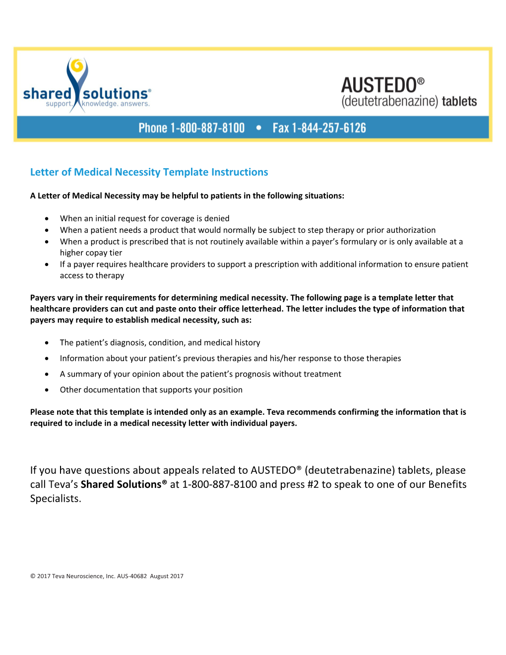 Letter of Medical Necessity Template Instructions