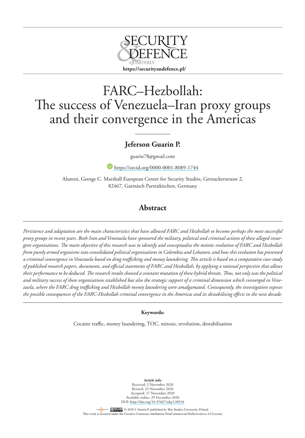 FARC–Hezbollah: the Success of Venezuela–Iran Proxy Groups and Their Convergence in the Americas