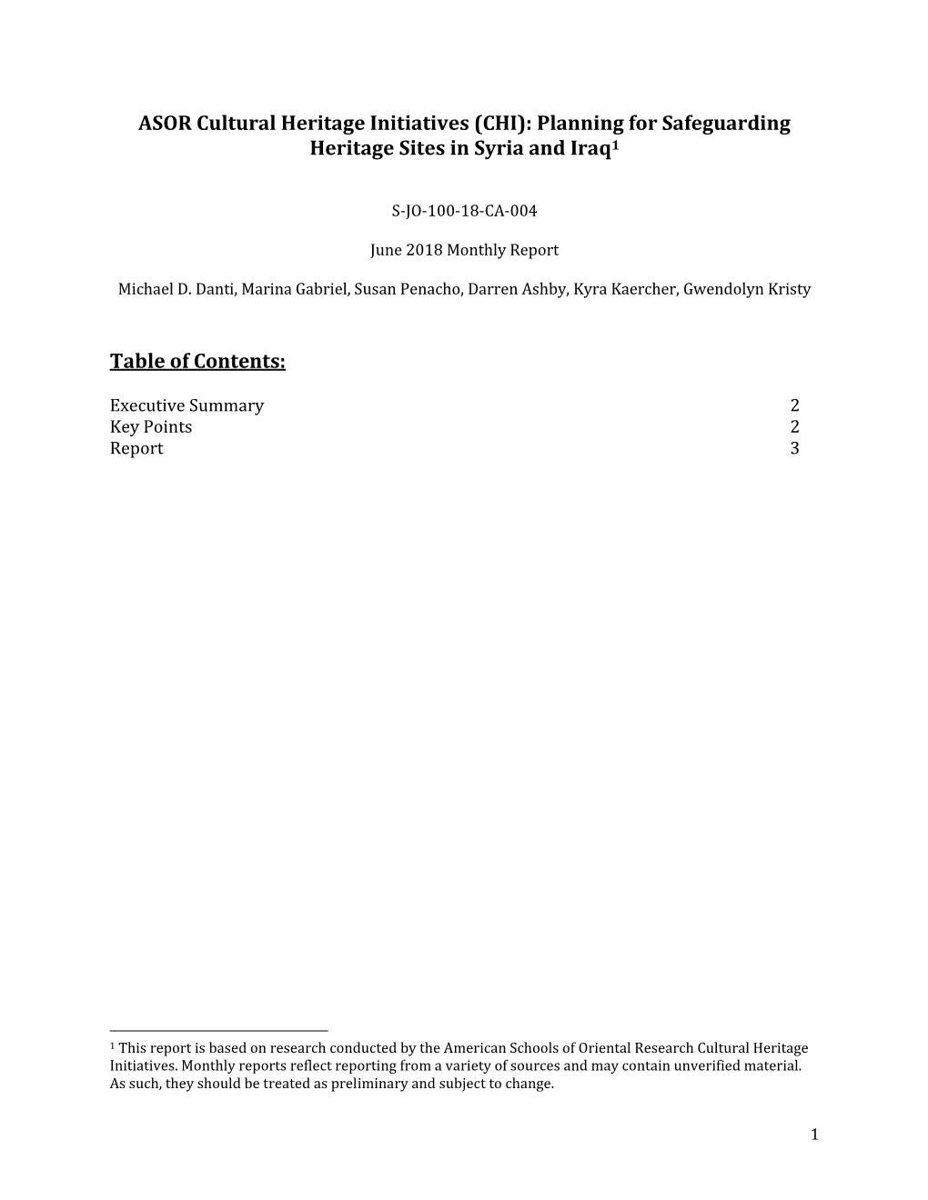 (CHI): Planning for Safeguarding Heritage Sites in Syria and Iraq1