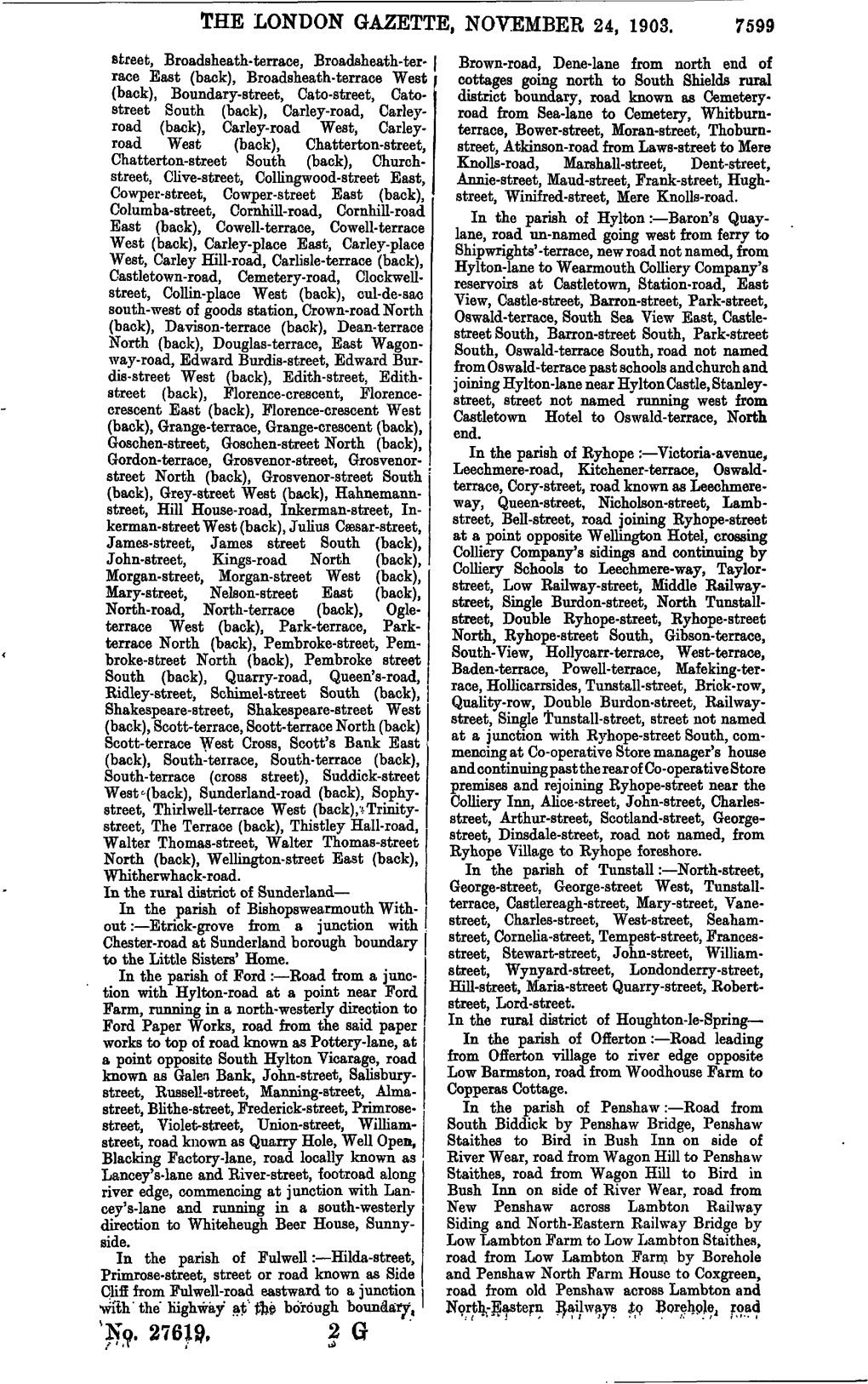The London Gazette, November 24, 1903. 7599