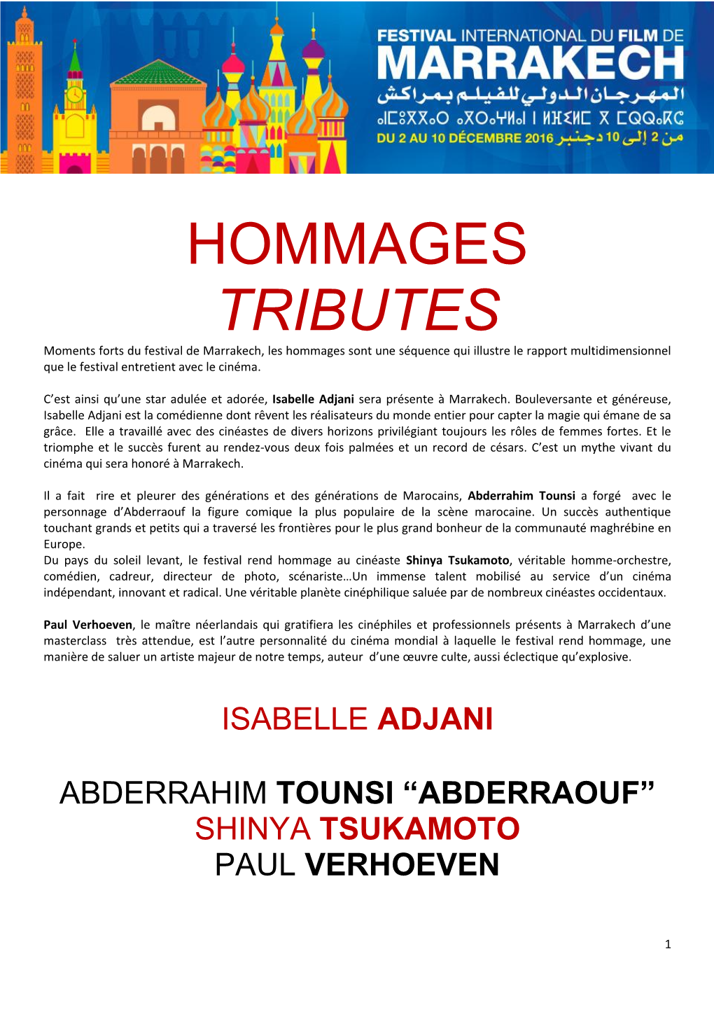 Hommages Tributes