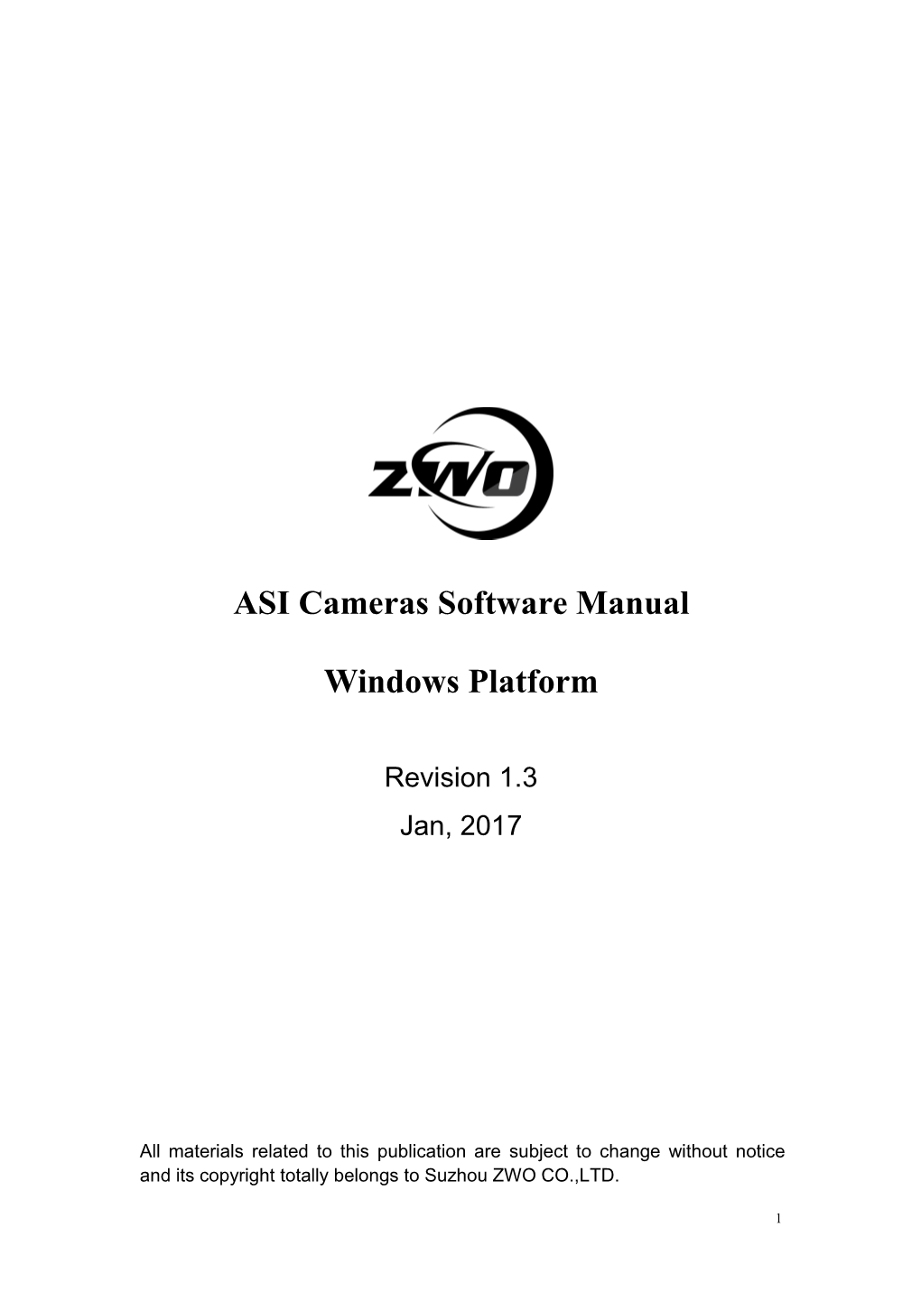 ASI Cameras Software Manual Windows Platform
