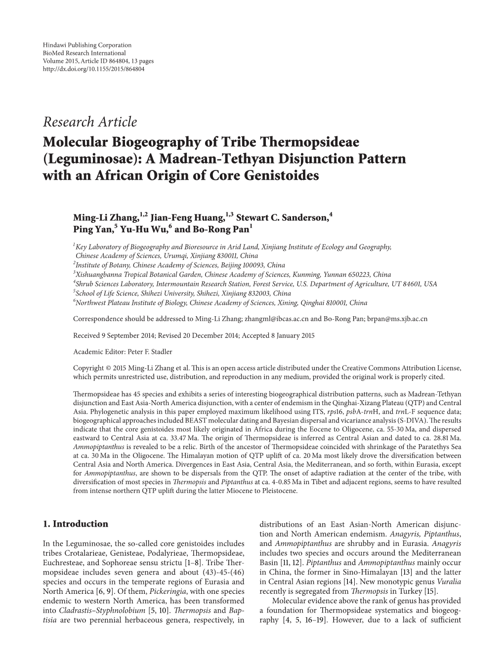 A Madrean-Tethyan Disjunction Pattern with an African Origin of Core Genistoides