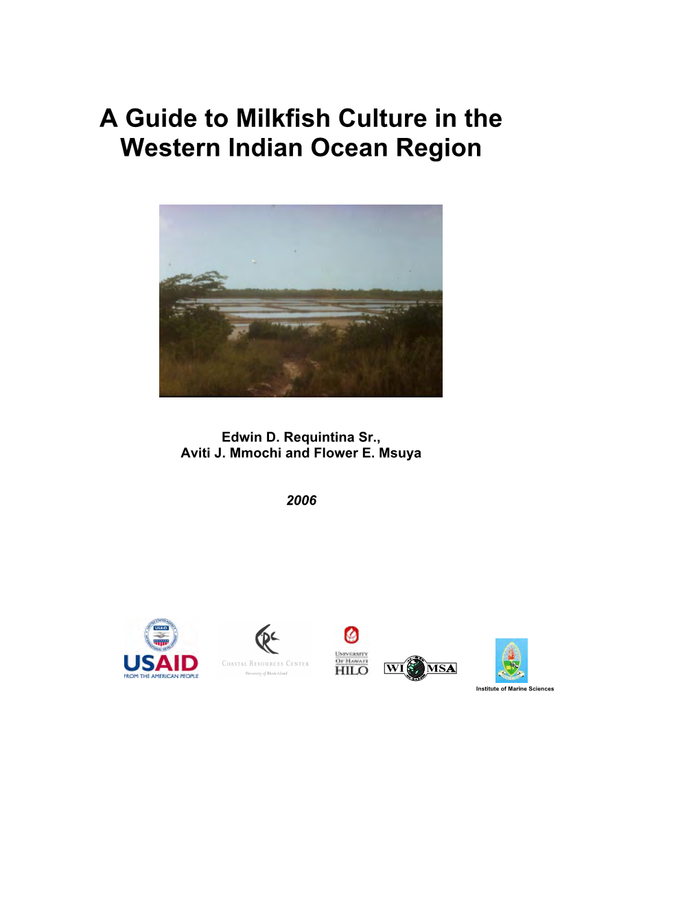 A Guide to Milkfish Culture in the Western Indian Ocean Region