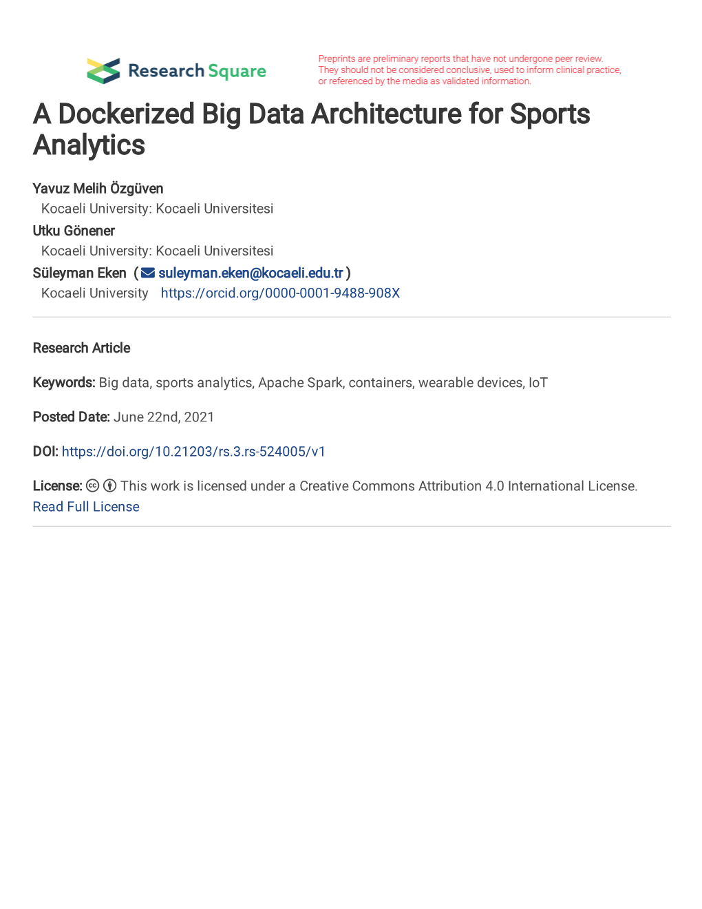 A Dockerized Big Data Architecture for Sports Analytics