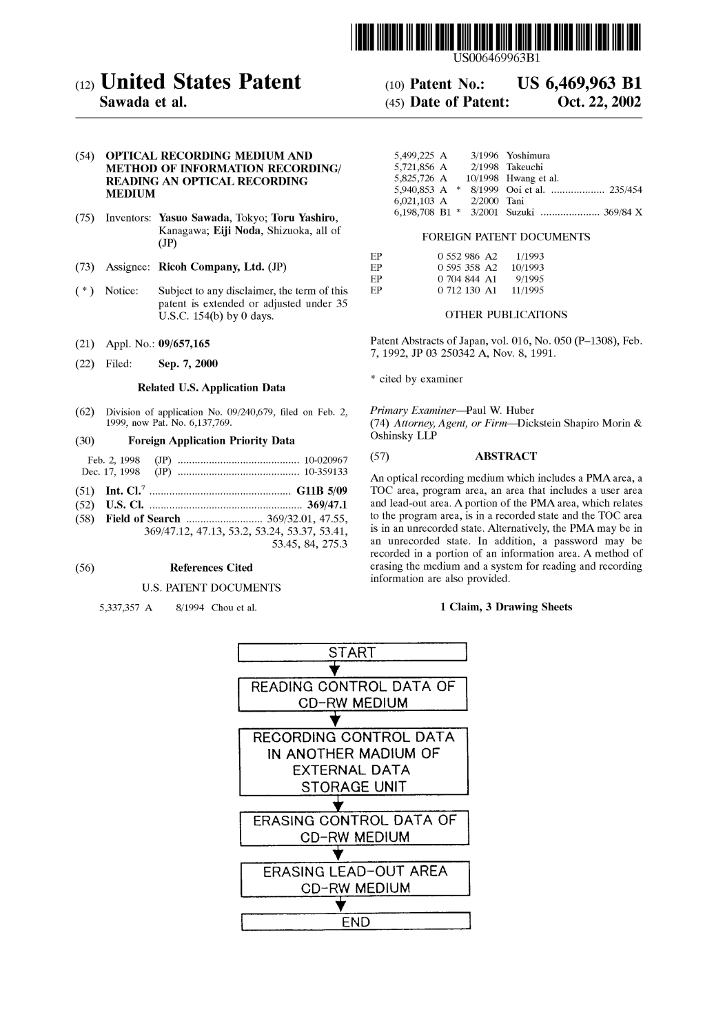 (12) United States Patent (10) Patent No.: US 6,469,963 B1 Sawada Et Al