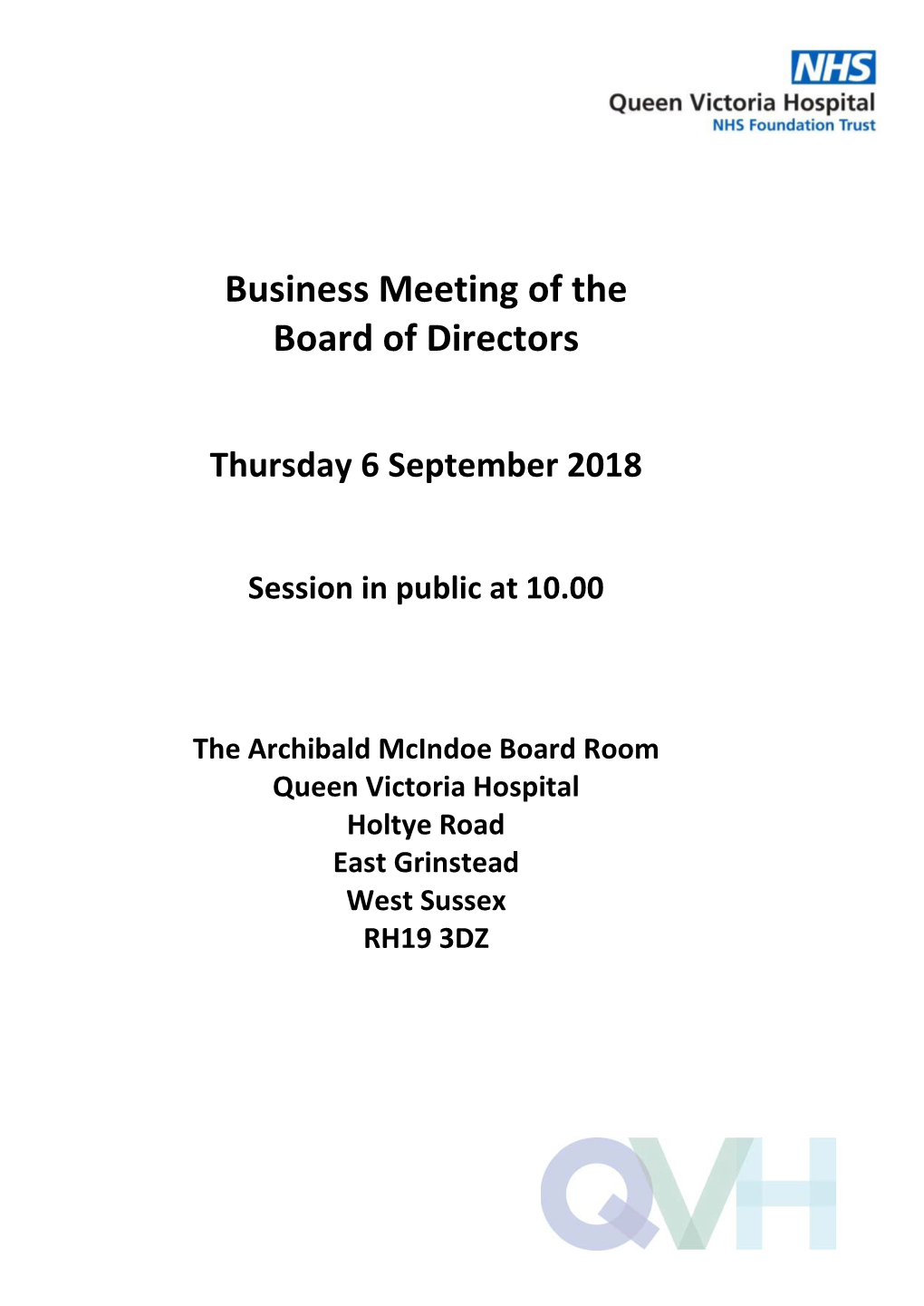 Business Meeting of the Board of Directors