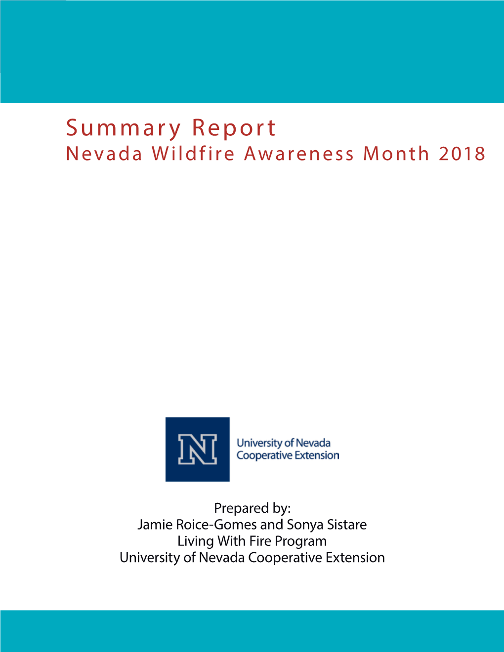 Summary Report Nevada Wildfire Awareness Month 2018