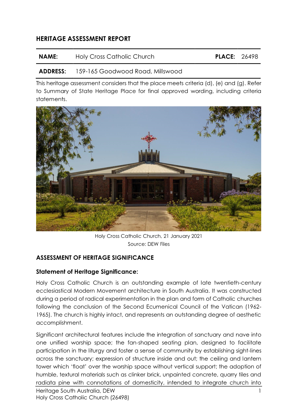 Heritage Assessment Report
