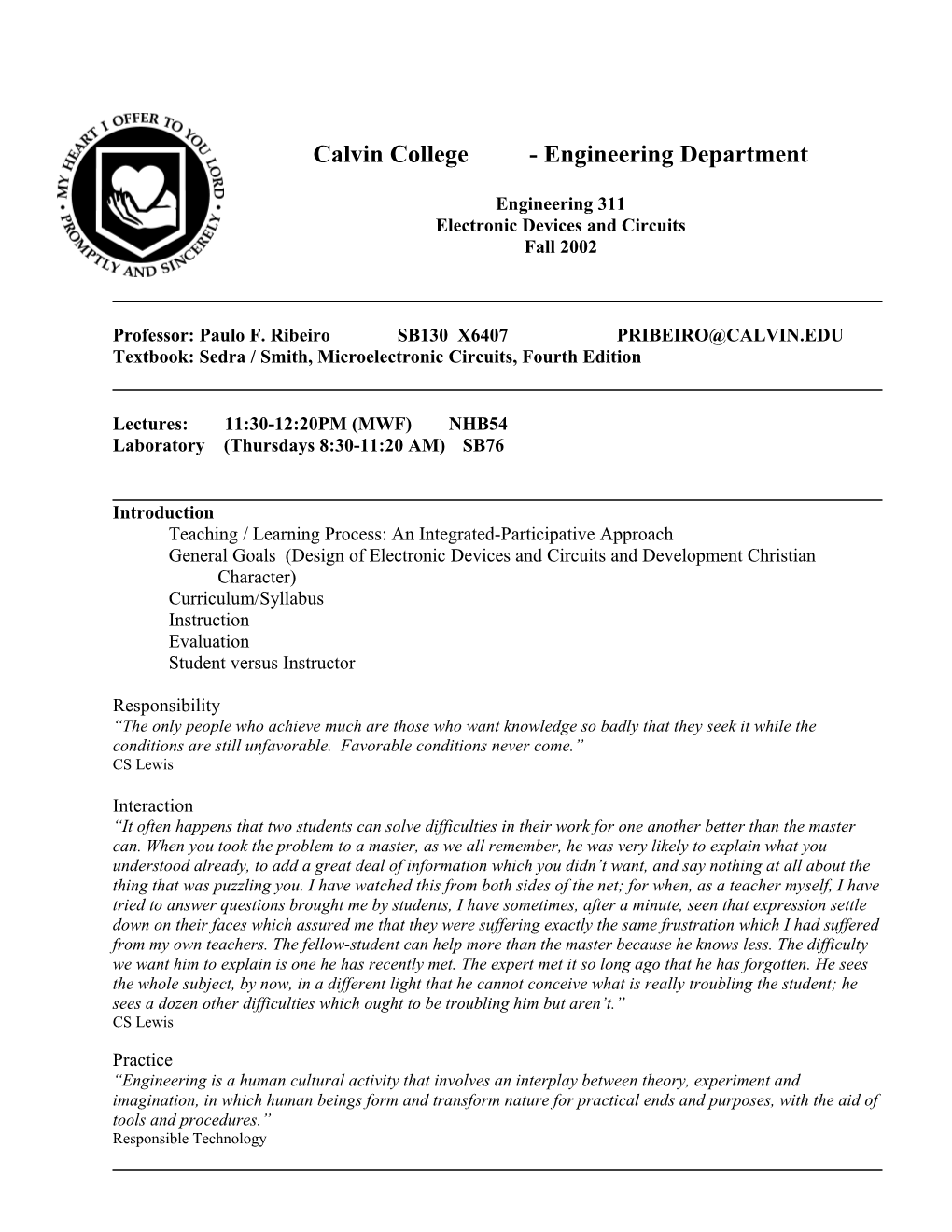 Calvin College - Engineering Department