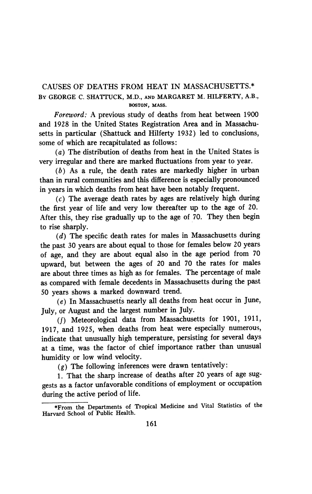 CAUSES of DEATHS from HEAT in MASSACHUSETTS.* Foreword