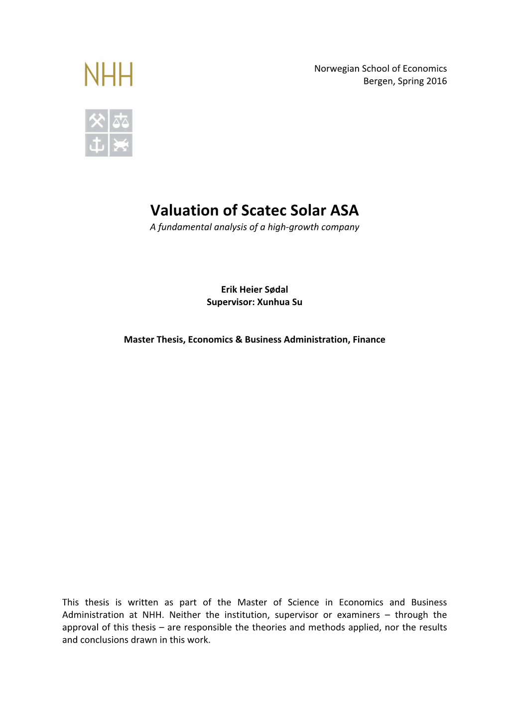 Valuation of Scatec Solar ASA a Fundamental Analysis of a High-Growth Company