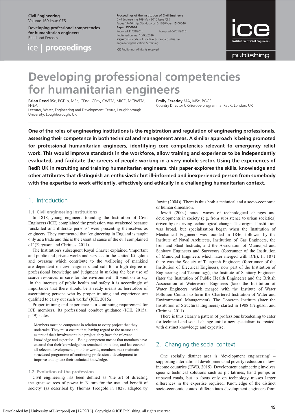 Developing Professional Competencies for Humanitarian