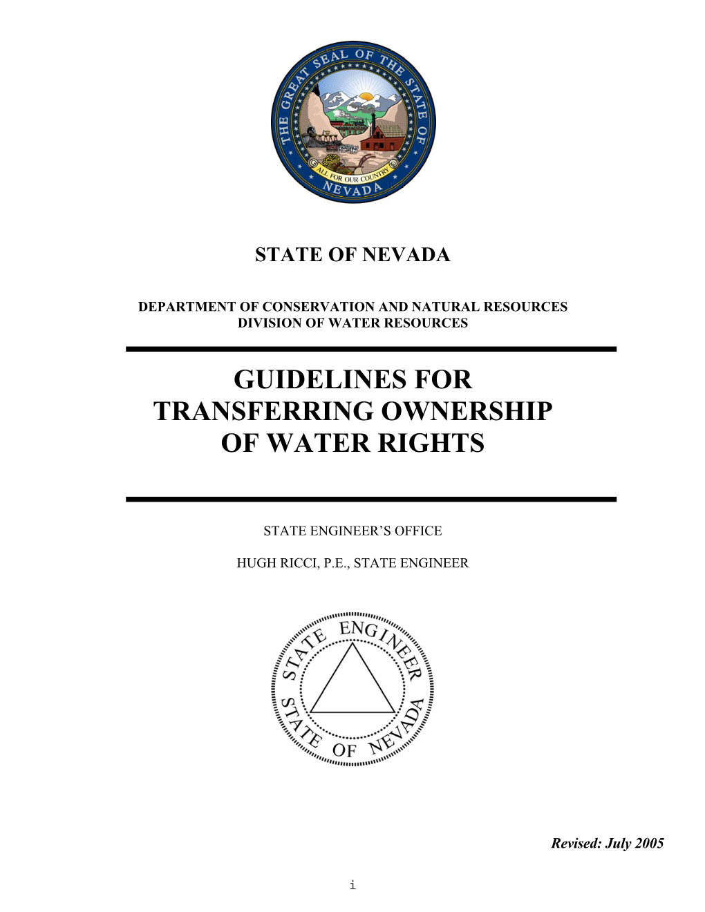 Guidelines for Transferring Ownership of Water Rights