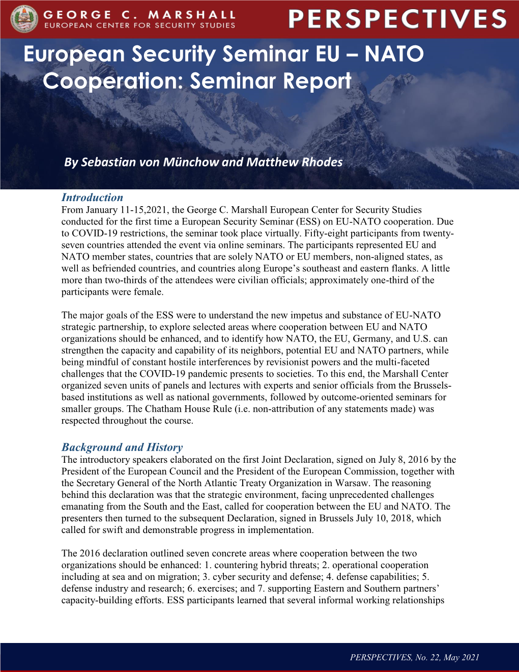 NATO Cooperation: Seminar Report