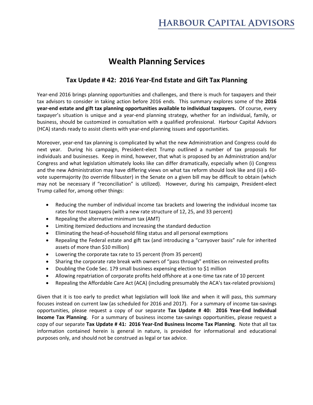 Wealth Planning Services